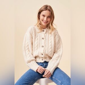 Rouje Women's Ivory Cable Knit Cardigan